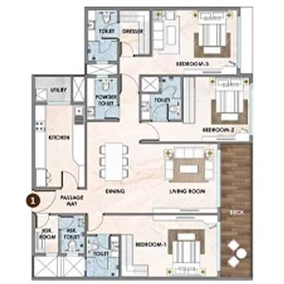 Kolte Patil Sinhagad Road 3 BHK Premium Floor Plan