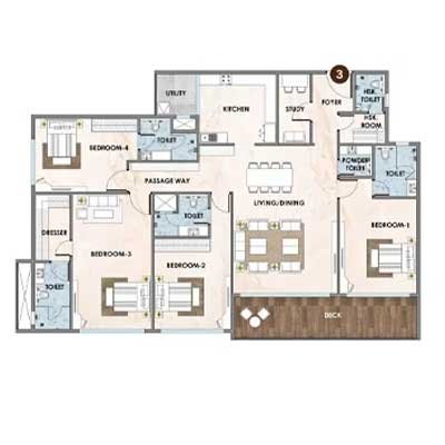 Kolte Patil Sinhagad Road 4 BHK Floor Plan